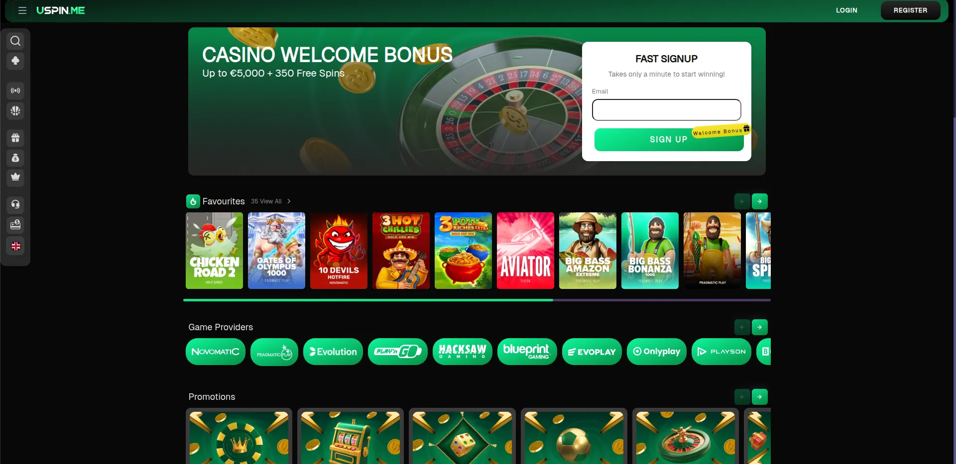USpin casino lobby